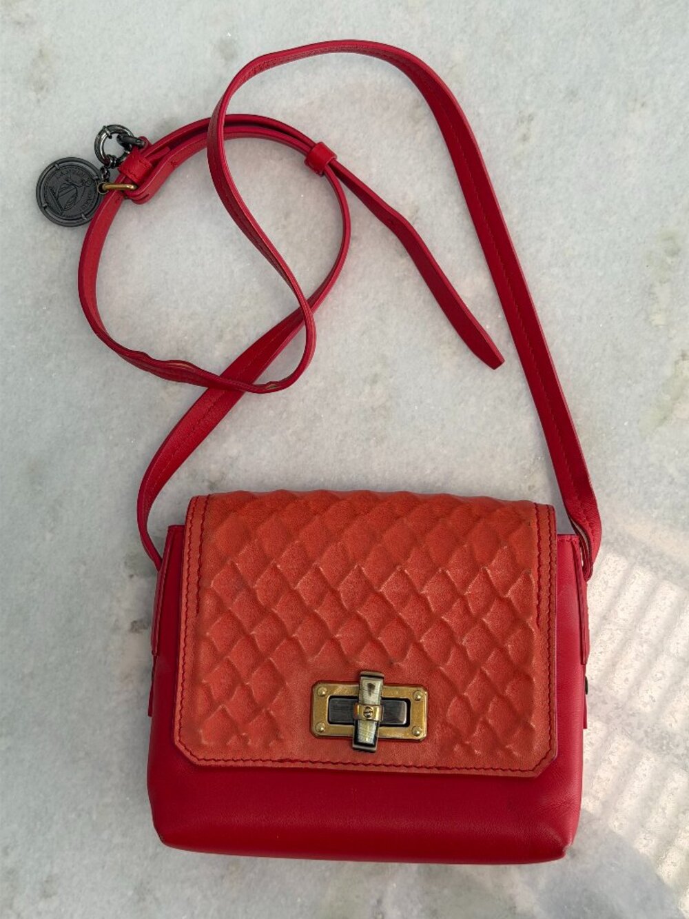 Lanvin Red Quilted Leather Crossbody Bag